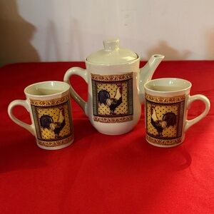 Rooster Teapot and Mug Set